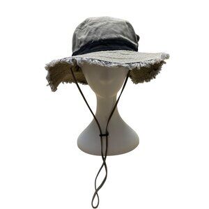 Royal Headware Frayed Edge Gray Black Bucket Hat Boonie Pocket Detail Sz 59 M